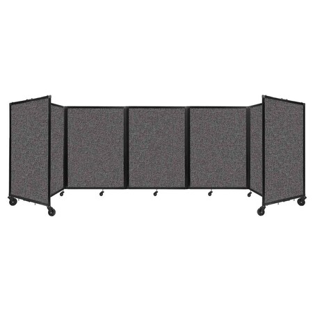 Versare Room Divider 360 Folding Portable Partition 14' x 4' Charcoal Gray Fabric 1148507